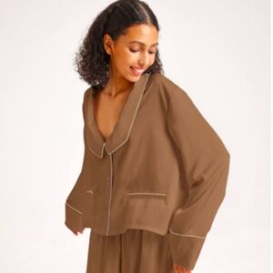 🆕 NAP Loungewear Lazy Cat  Silky PJ Top in Bronze Sz. Medium